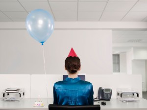 Woman Having Birthday at Work